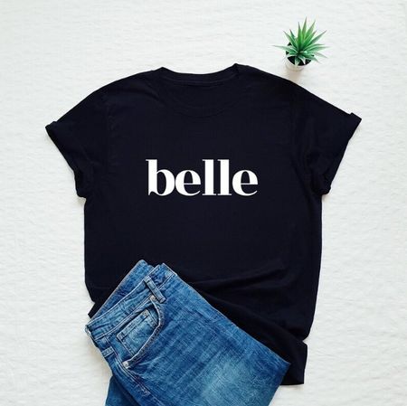Schwarzes T-Shirt "Belle" Gr. L - Top Zustand - Sommer