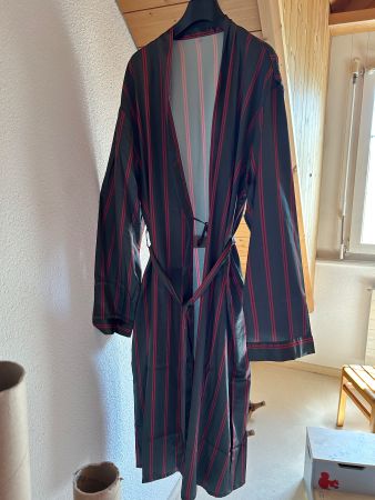 Morgenmantel Herren / Neu / XXL, grün/rot gestreift