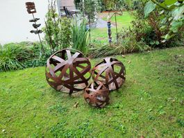3x Metall Dekokugeln Metall Garten