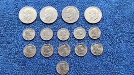 US Dollar Set: 15x US Dollar Münzen