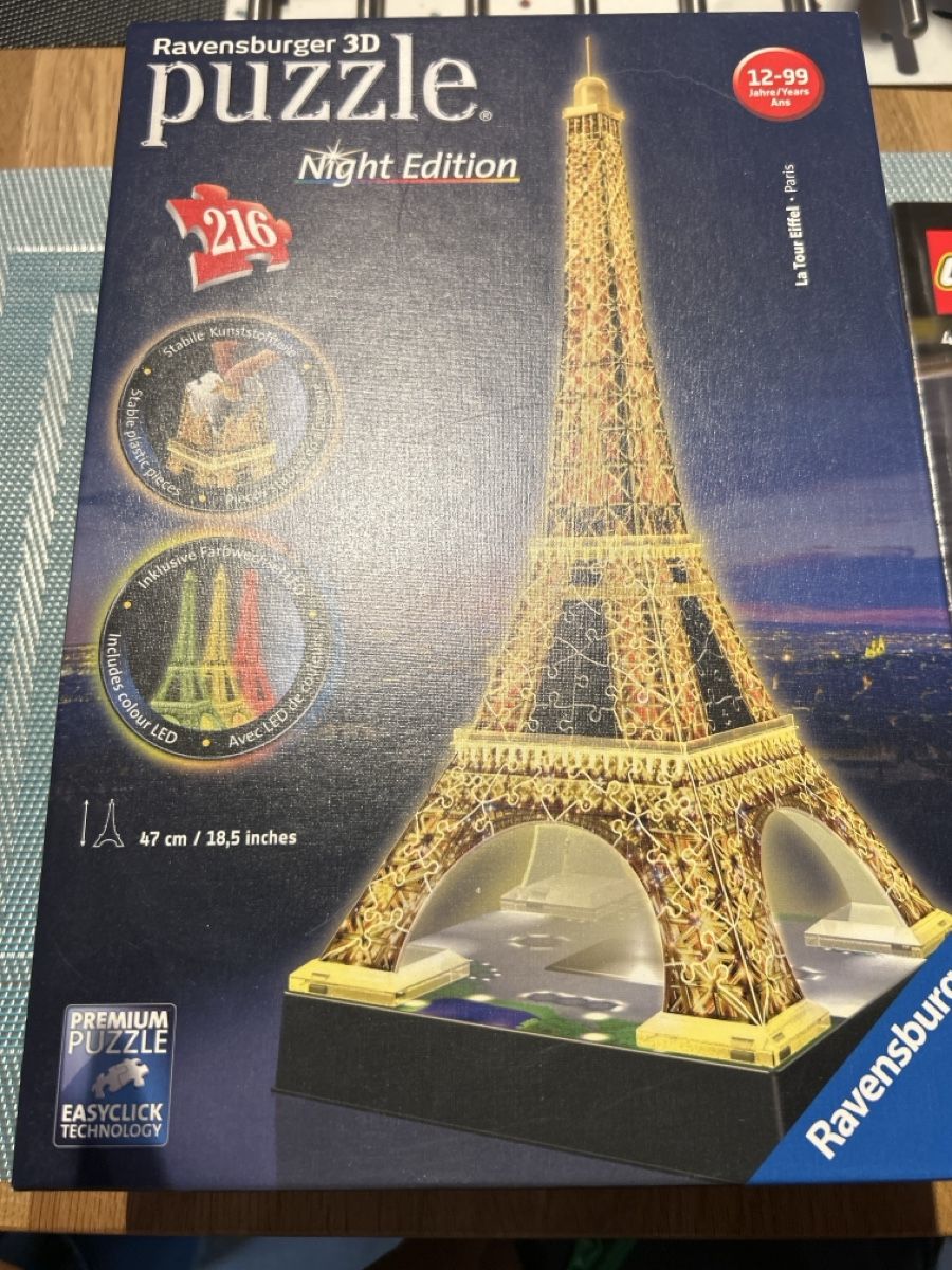 Ravensburger Puzzles: Ravensburger 3D Puzzle Eiffelturm Paris Night Edition 216 Te – Gebraucht aus Davos Wolfgang von Mogli2.0