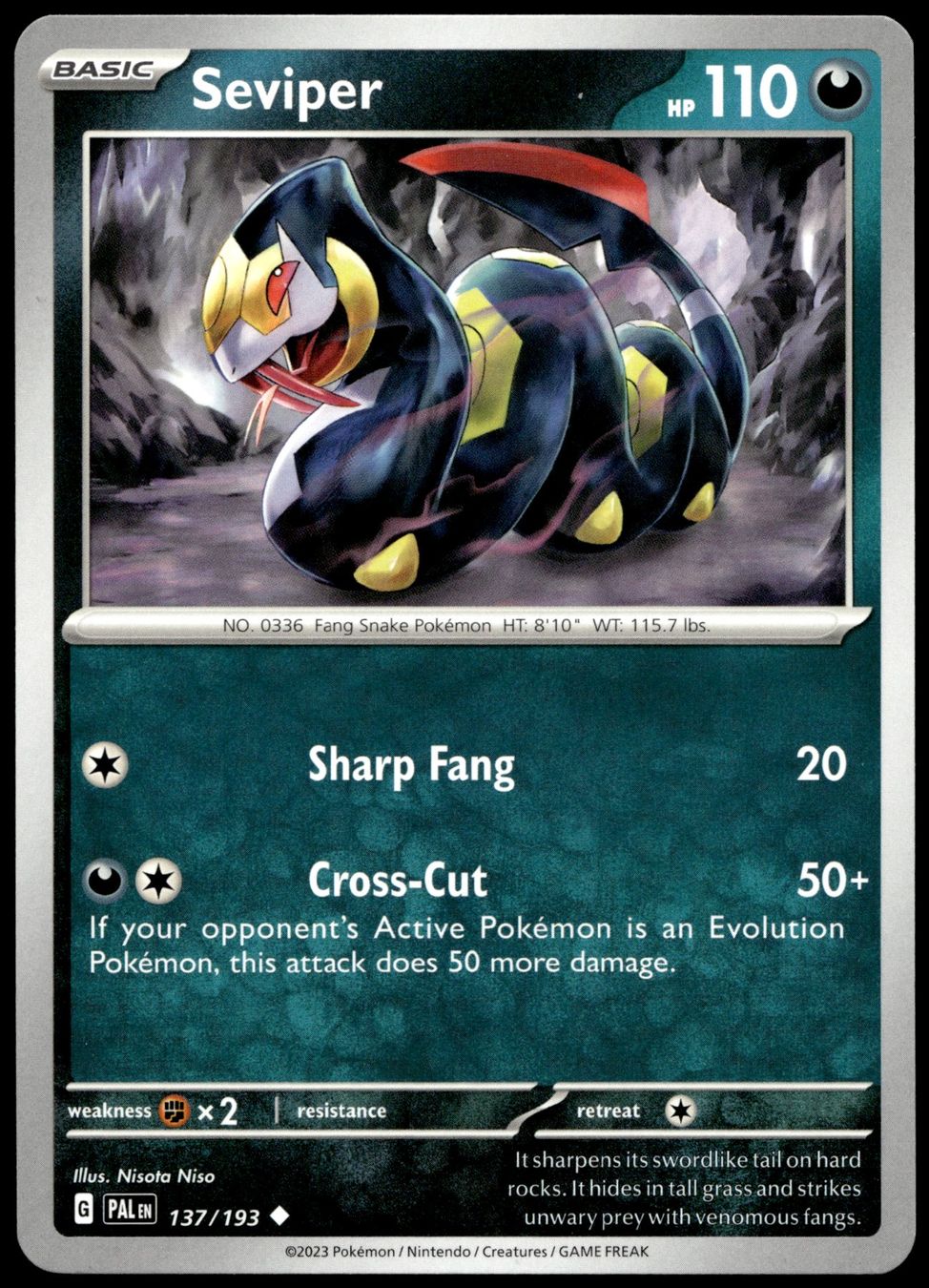Pokémon Carte collezionabili: Pokémon Seviper 137/193 EN SV02: Paldea Evolved – Usato da Le Mouret venduto da PokemonCards_CH