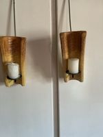Wandkerzenhalter mit Kerzen 2er Set rustikal gelbbraun Neu