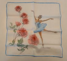 Taschentuch 50er/60er Jahre / Frau Ballett  Rosen ab Fr. 8.-