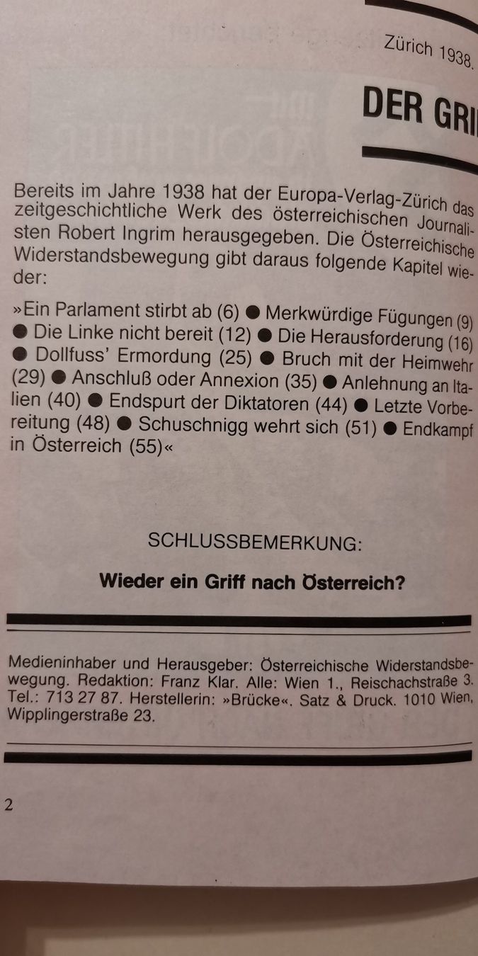 Libri: Der Griff nach Österreich - Robert Ingrim – Usato da Genève venduto da Somethingwicked 2