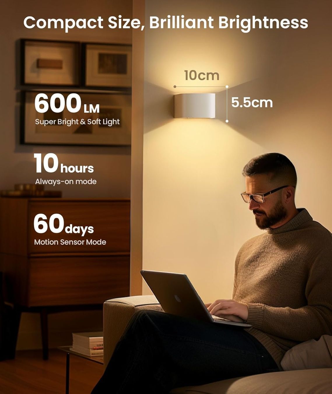 Lampade: Akku Wandlampe 4er Set LED mit Bewegungsmelder – Nuovo e nell'imballaggio originale da Dietikon venduto da Abverkauf10 1