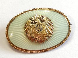 Silber Brosche mit Guilloché Emaille und Kaiserlicher Adler