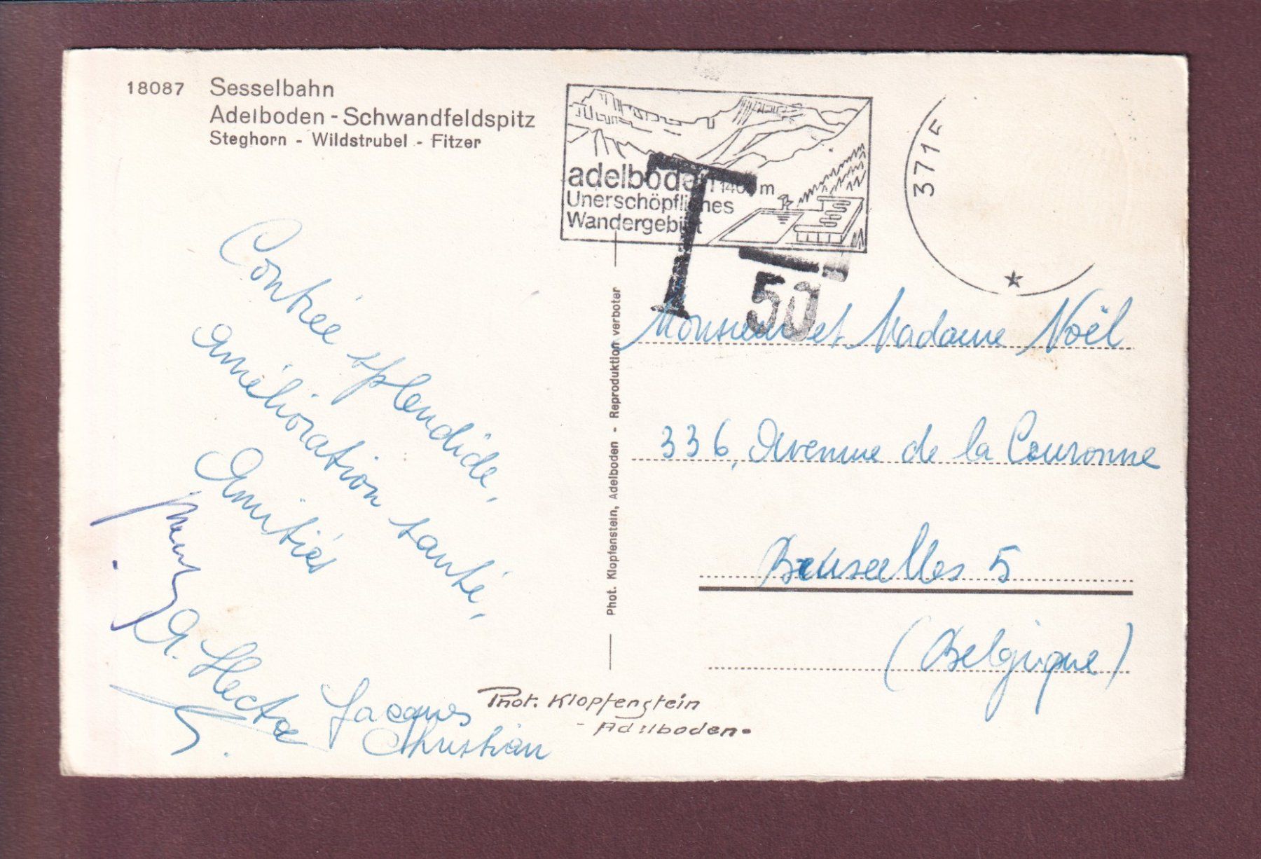 Cartoline postali: Sesselbahn ADELBODEN-SCHWANDFELDSPITZ – Usato da Pully venduto da nicecards 1
