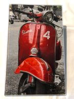 Glasbild Vespa Roller rot Deko 12.5 cm x 20 cm