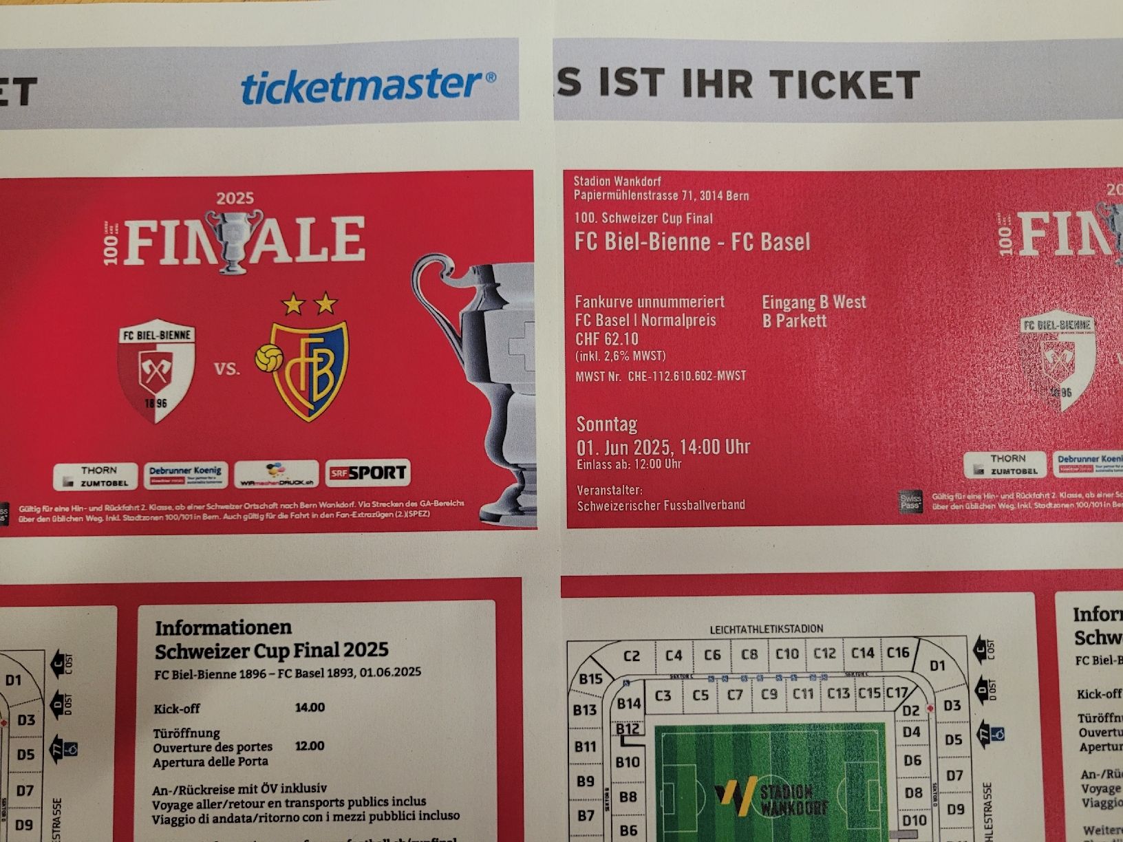 Tickets: 2 Tickets Cupfinal 2025 – Neu und originalverpackt aus Basel von