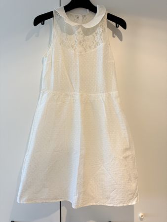 White Claudie Pierlot Lace Silk Cotton Dress Size 36 