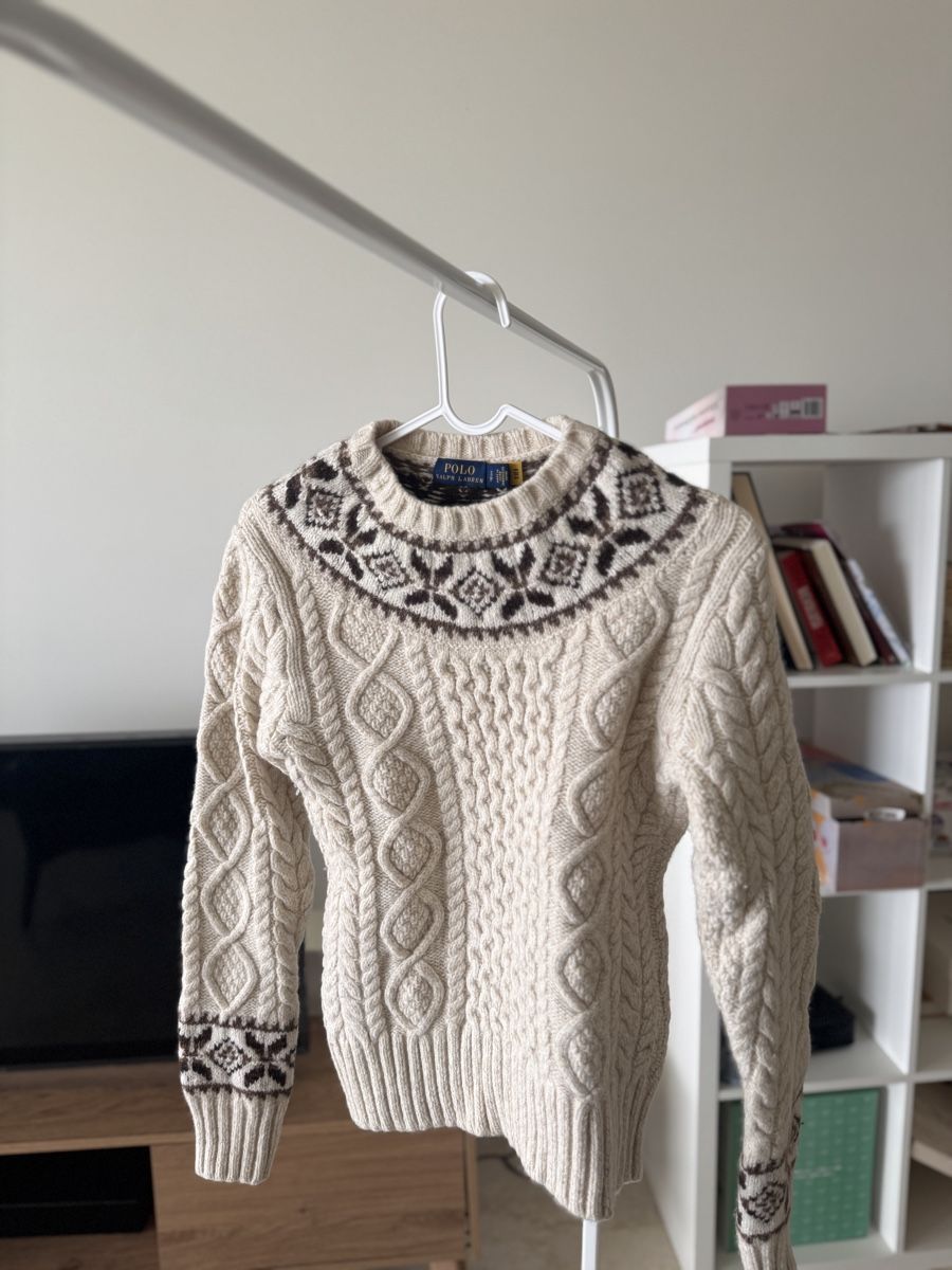 Ralph Lauren Maglioni & Felpe: Polo Ralph Lauren Pullover Cable Knit Fair Isle Cream Size S – Usato da Genève venduto da desti_prtw