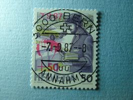 1987 Postbote heute Sondermarke Unwetterschäden ET Voll W66