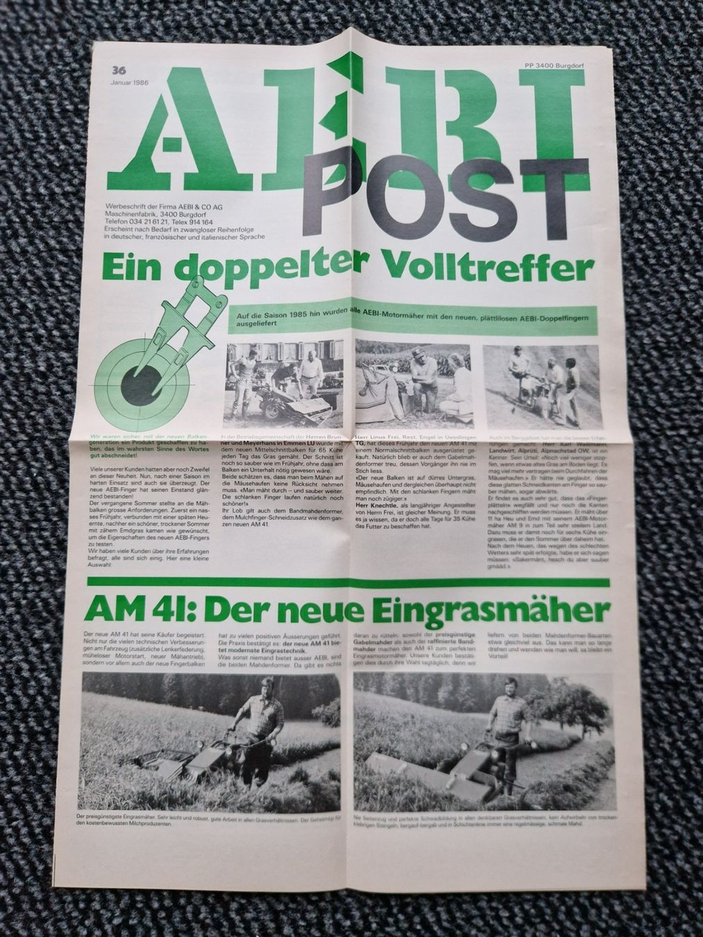 Aebi Trattori: Original Aebi Post Nr. 36 / Jan. 1986 – Usato da Dürnten venduto da Bachtel84