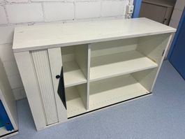 Abschliessbarer Rollladenschrank / Büroschrank Weiss-Holz