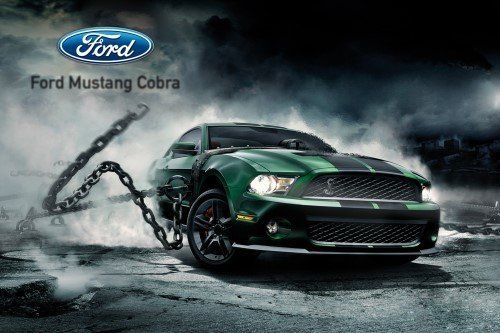 Ford Schilder: Blechschild-FORD MUSTANG COBRA-BLAU – Neu und originalverpackt aus Rupperswil von big-one-sale