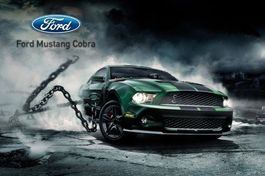 Blechschild-FORD MUSTANG COBRA-BLAU