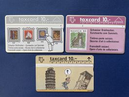 3 Taxcards PTT Swisscom, Sammlung,  Vintage gebraucht 