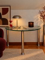 Vintage Space Age Mid Century Glas-Chrom Beistelltisch