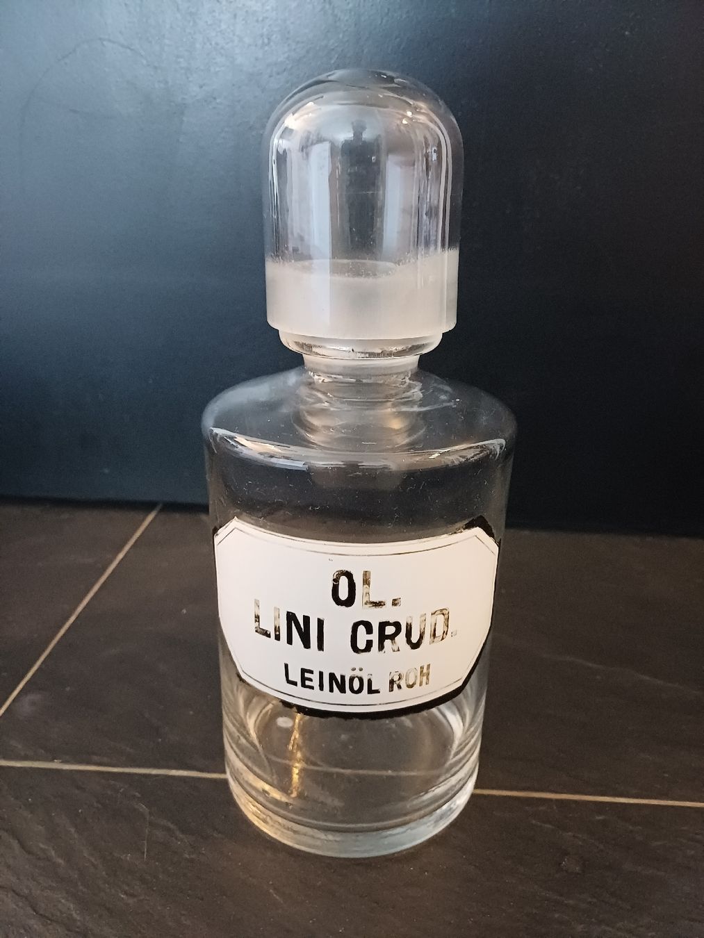 Accessori da laboratorio: Alte Apothekerflasche, Leinöl roh – Usato da Niederuzwil venduto da wolkenlos80 1