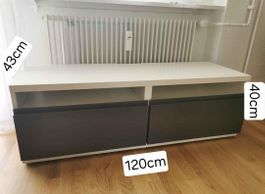 TV-Möbel weiss/anthrazit B:120cm H:40cm T:43cm