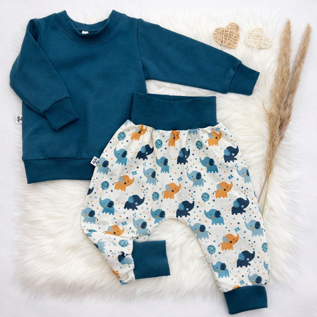 Lotti & Set di vestiti: Set Elefanten Petrol - Pullover & Pumphose Gr.68/74 - NEU – Nuovo e nell'imballaggio originale da Zürich venduto da sambaum 2