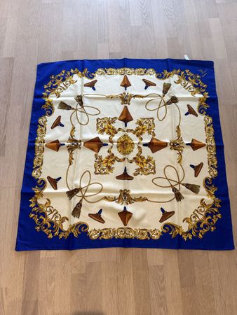 Foulard Vintage En Soie RENATO BALESTRA - 135x135cm - Bleu Mousseline