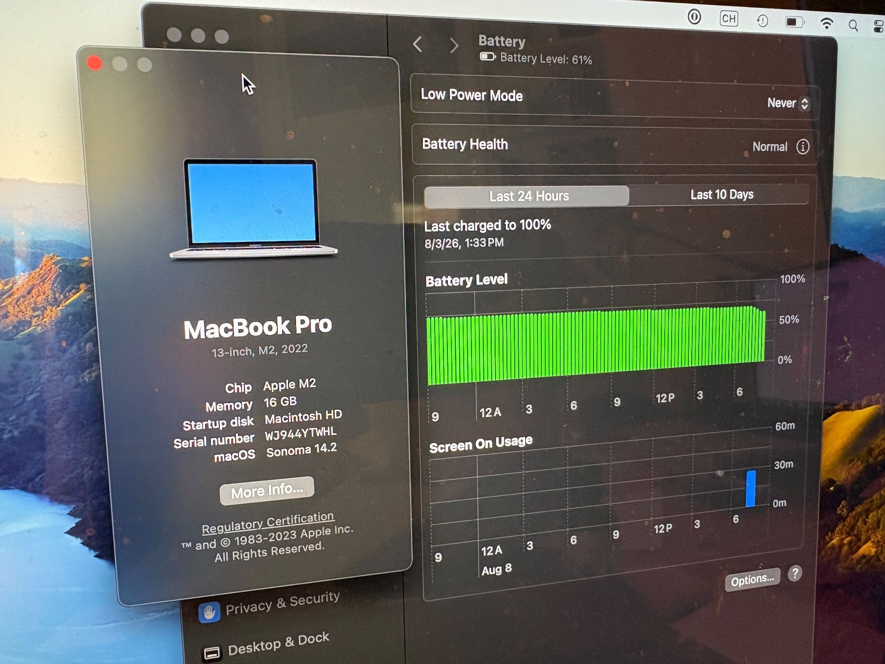 Apple Portables: MacBook Pro, 2022, 13-inch, M2, 16GB – D'occasion à Zürich par Justus06 3