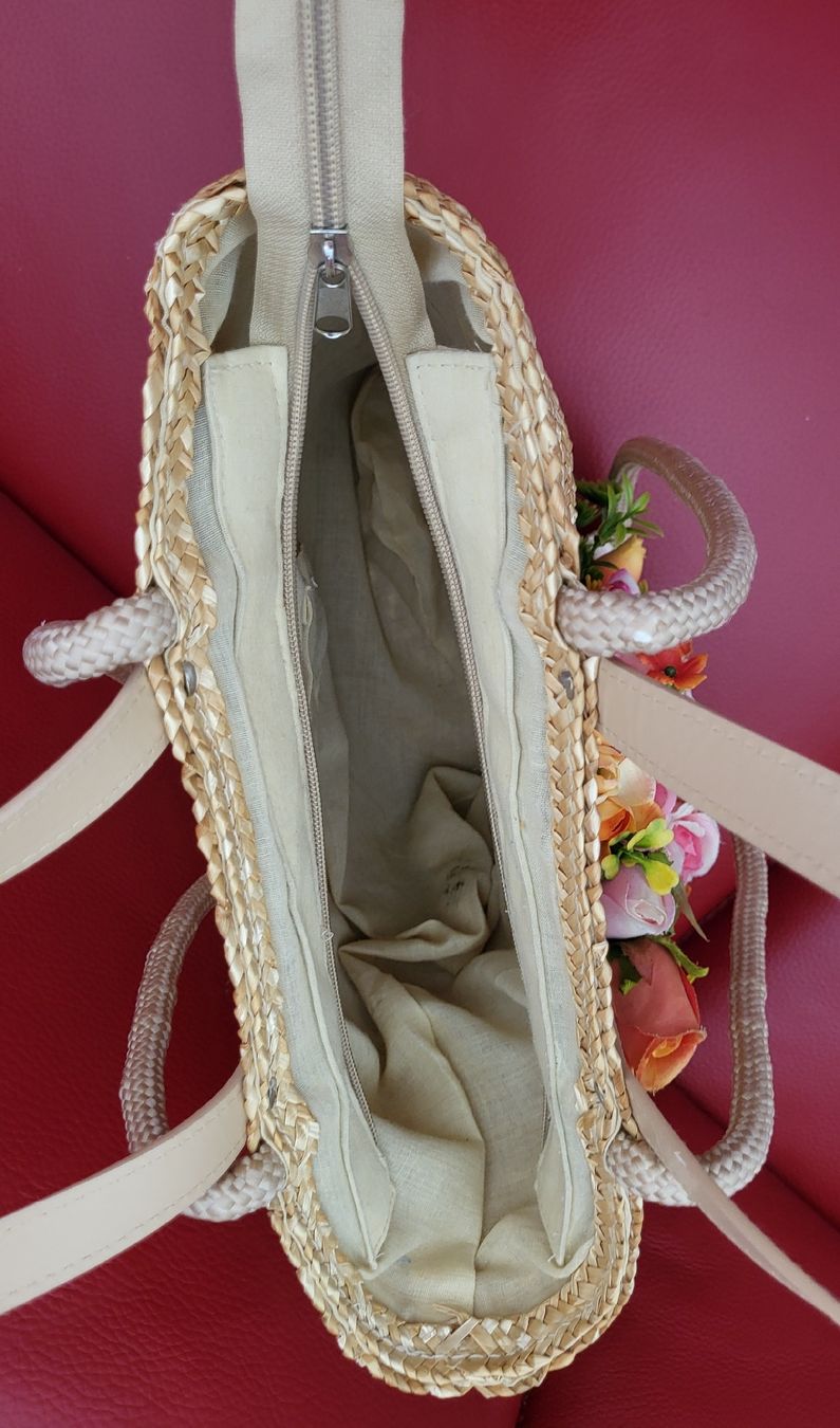 Taschen für Damen: Panier en paille avec fleurs décoratives – Gebraucht aus Fribourg von VictoriaShop7 6
