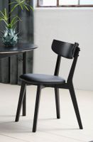 6 Stühle PERO Eiche massiv schwarz Polster Lederlook schwarz