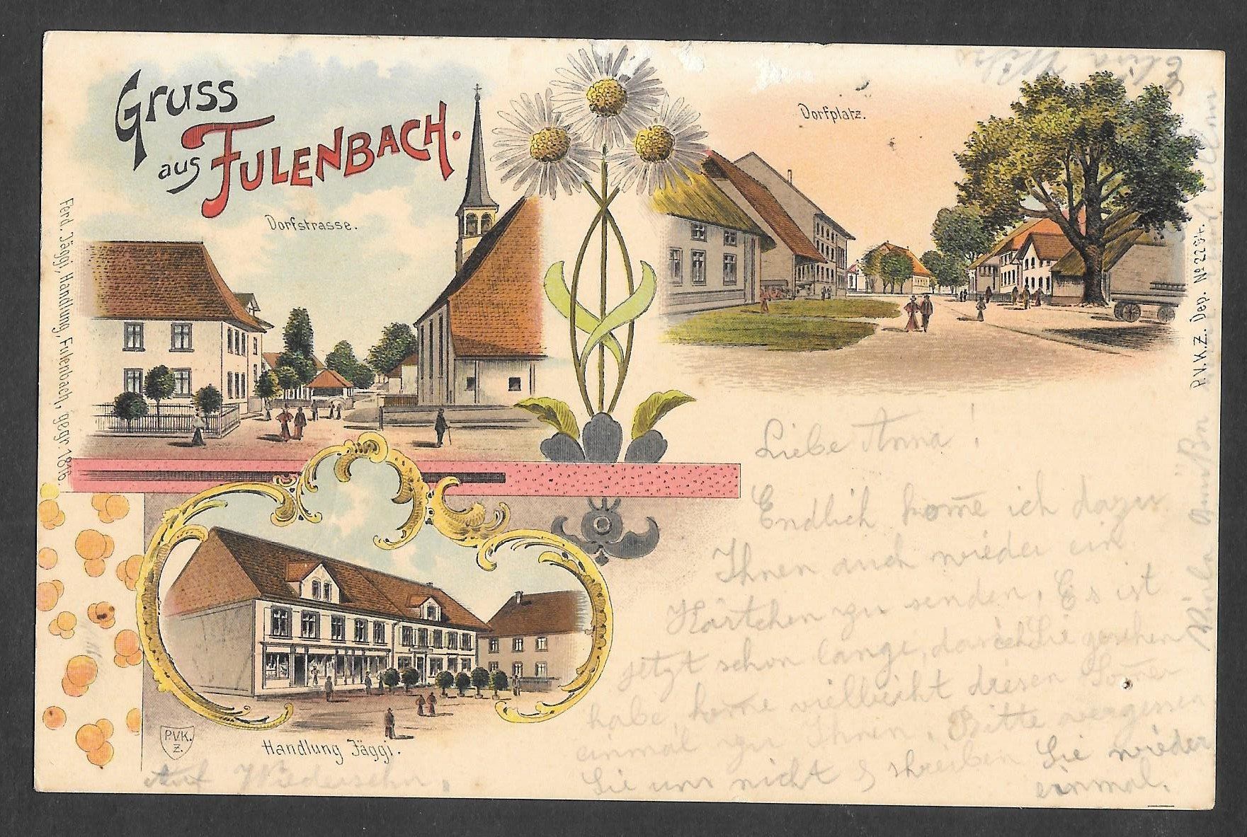 Cartoline postali: Fulenbach farbige Lithografie 3 Bilder – Usato da Olten venduto da clotaldi