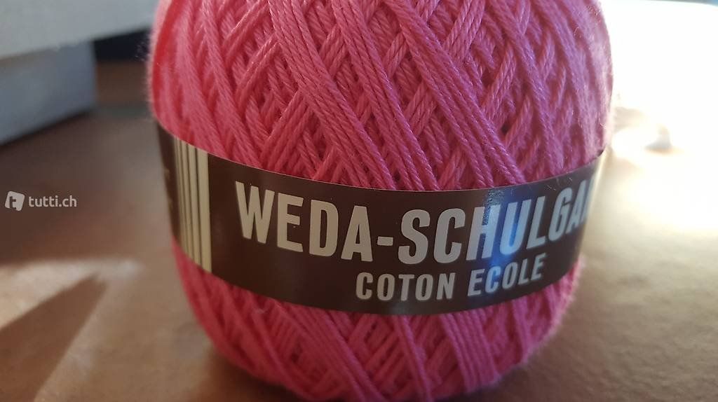 Wolle: Schulgarn pink, WEDA 100 % Baumwolle, Schweizer Qualität – Neu und originalverpackt aus Schönengrund von lia_t65g 1