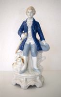 Rokoko Porzellan-Figur Mann Hund Mozart Barock antik DDR GDR