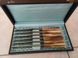 antikes Messerset Inox mit Horngriff (Versand möglich)