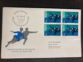 Schweiz 1966 S-Stempel+Marke+Cachet Eiskunstlauf WM Davos