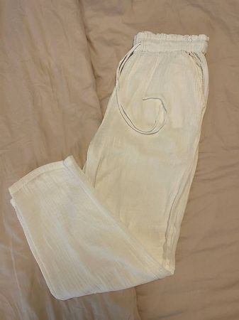 Leichte Musselin Sommerhose  Weiß  Größe M