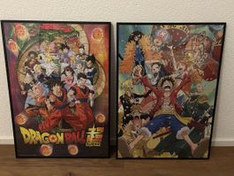 Puzzle Dragon Ball Super und One Piece, 2 Stk, gerahmt