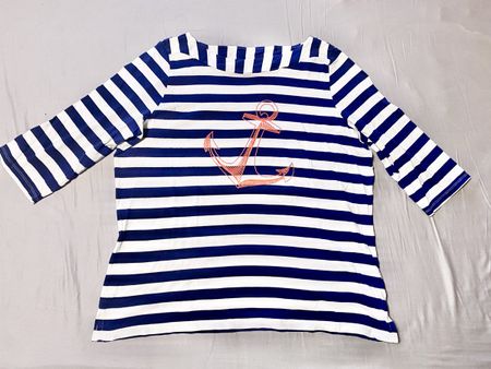 Maritimes 3/4 Arm Shirt von Tchibo mit Anker Aufdruck 44 L 
