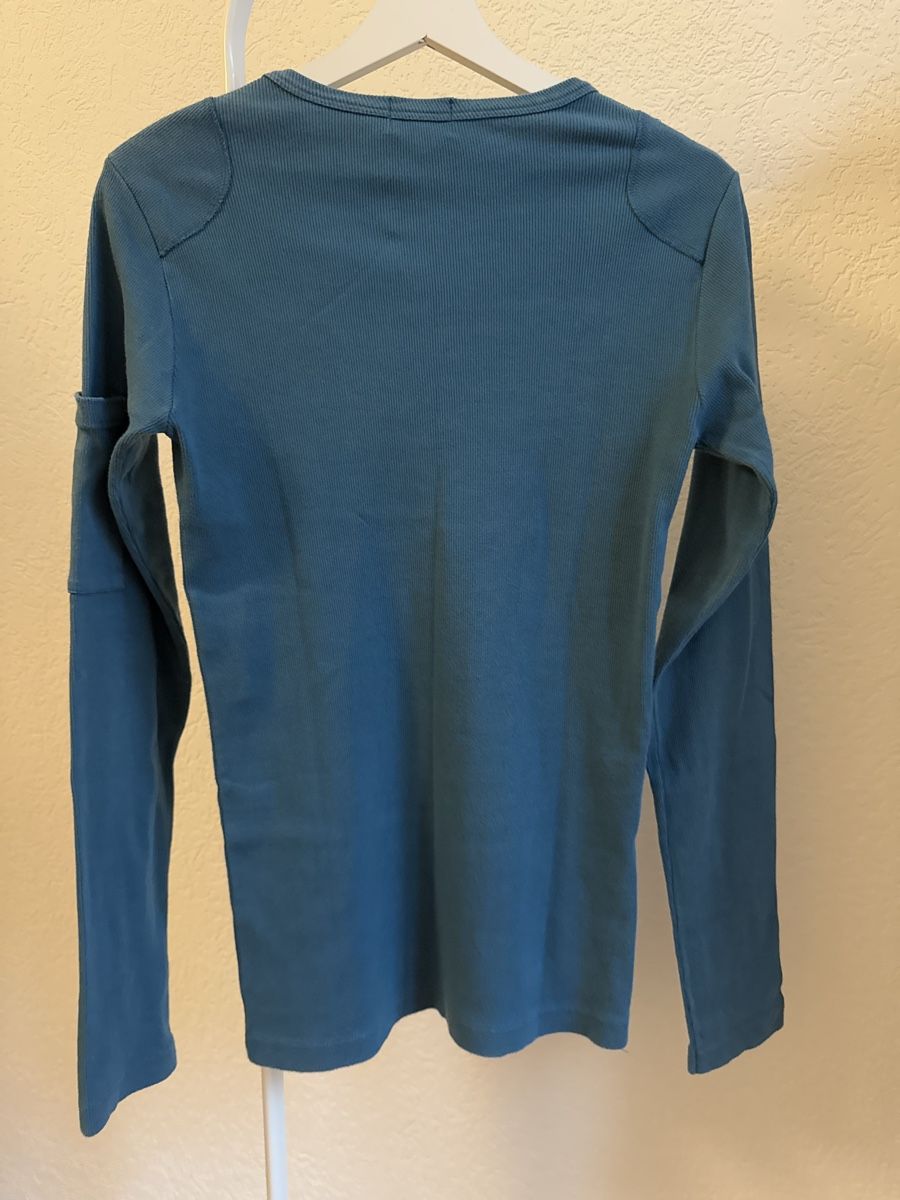 T-shirt: T-shirt/pull vintage bleu canard patch épaule Marcel, t.36/S – Usato da Tavannes venduto da Thriftshop 2