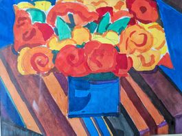 Blumen Aquarell signiert