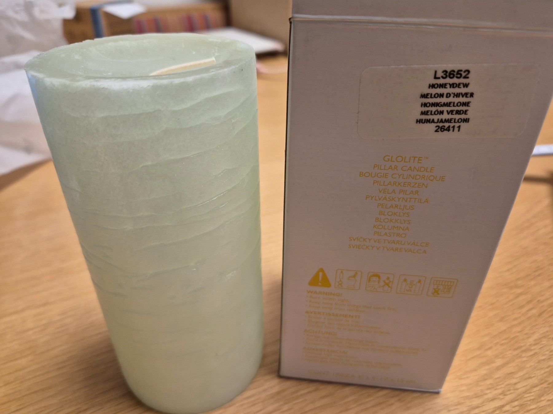 Partylite Candele: Partylite Glolite Pillarkerze Honigmelone – Nuovo (secondo la descrizione) da Buttikon SZ venduto da sefa02 1