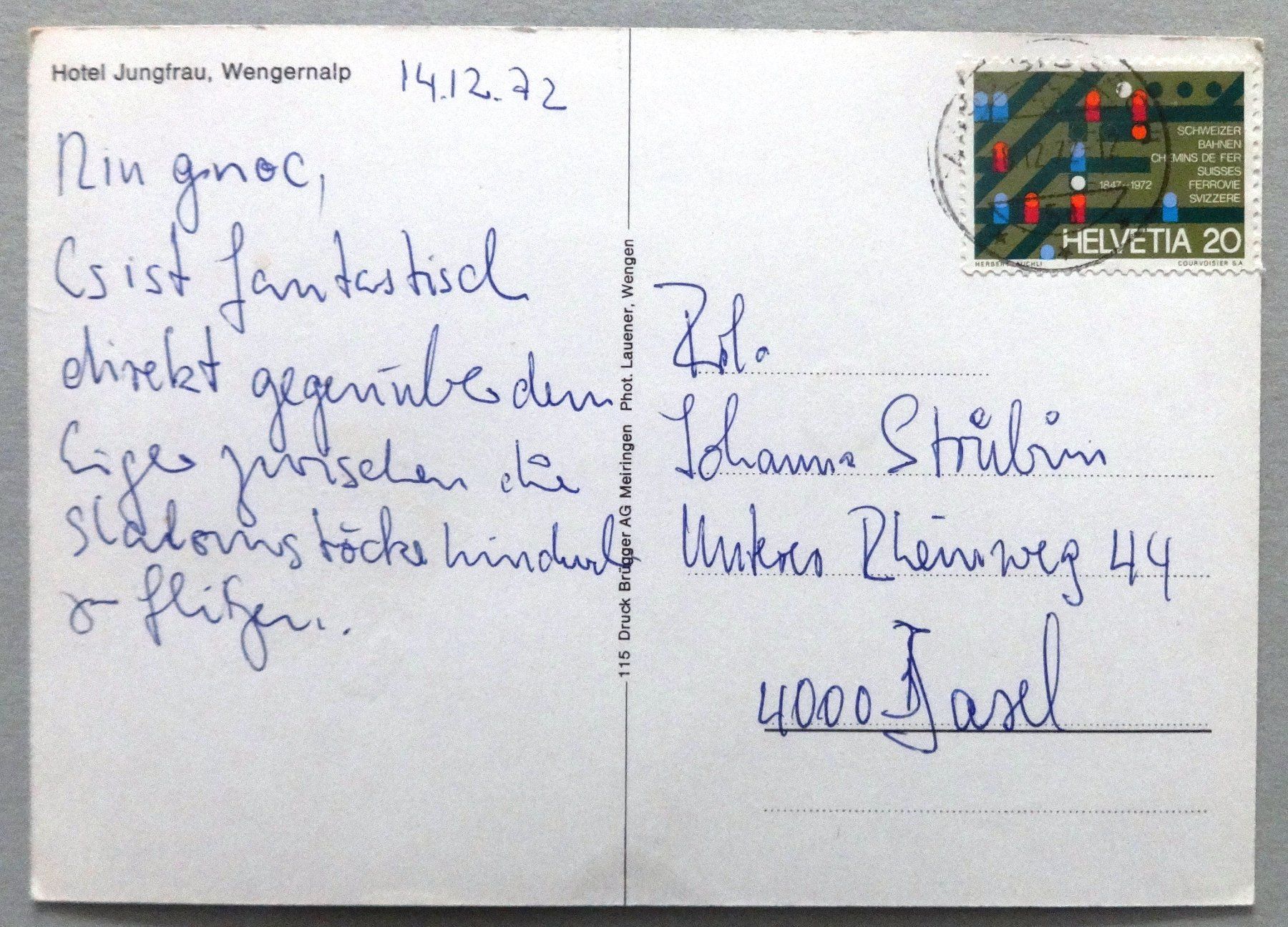 Ansichtskarten: Hotel Jungfrau, Wengernalp – Gebraucht aus Fétigny von Billy2miny 1