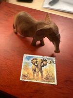Vintage Hand Carved Wooden Elephant Statue - Collectors!