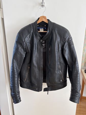 BMW Black Leather Motorradjacke 56