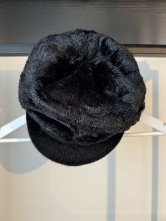 Fake Fur Hut / Baker Boy Mütze Damen Schwarz Kunstfell