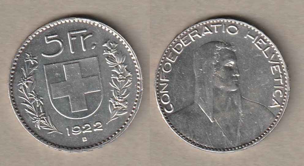 Alle Münzen: Grosser Fünfliber 1922 – Gebraucht aus Allschwil von Coinfreak