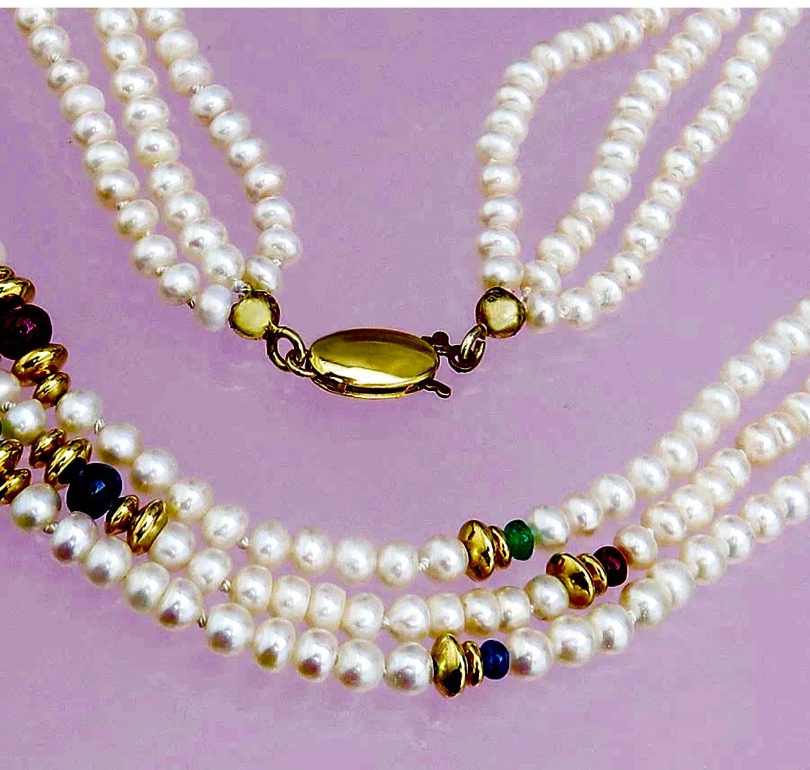 Catenine: Collier perles et pierres or – Nuovo (secondo la descrizione) da Granges-Paccot venduto da keopskephrem