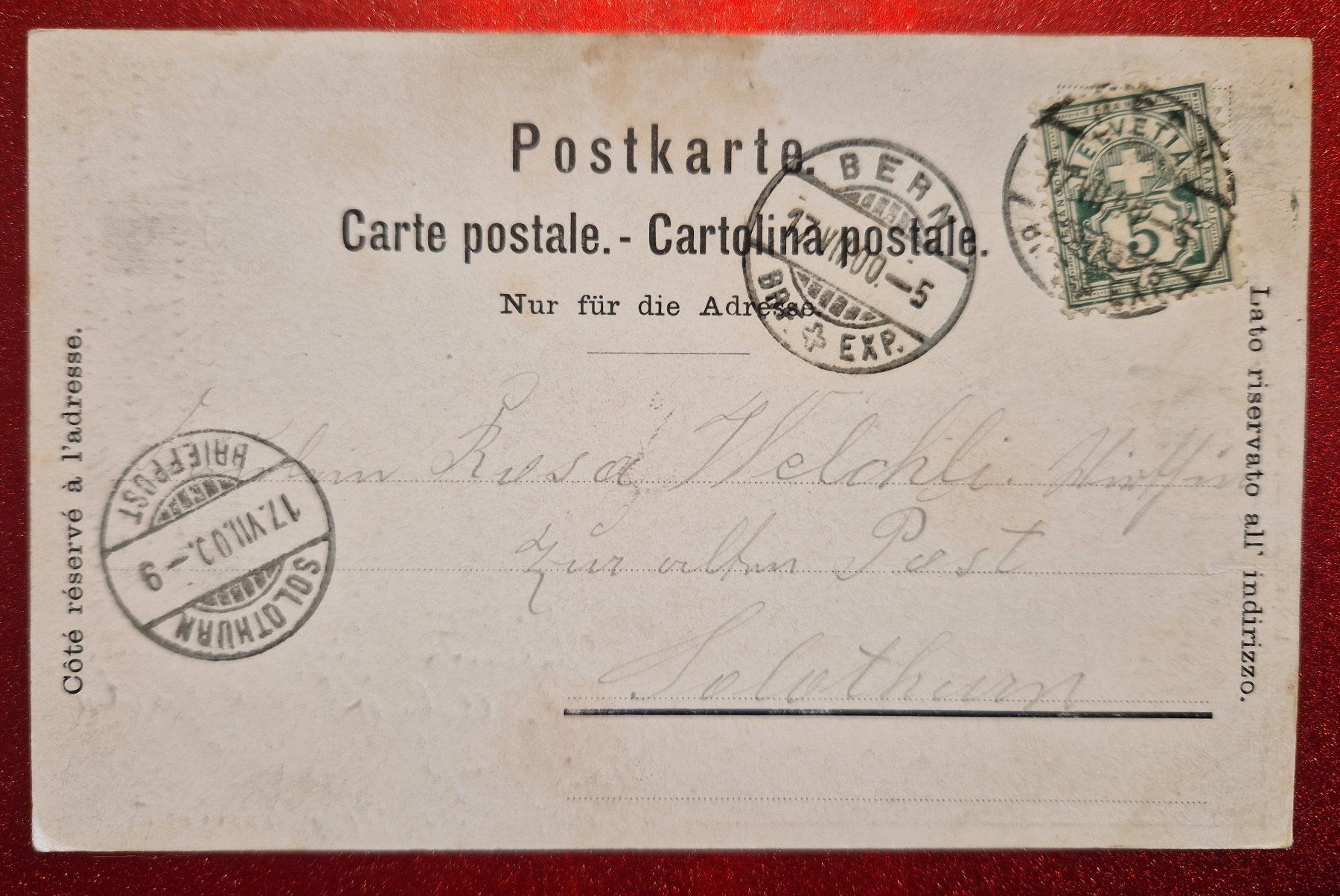 Cartoline postali: Kornhauskeller Bern, 1900 – Usato da Melchnau venduto da Fishel 1