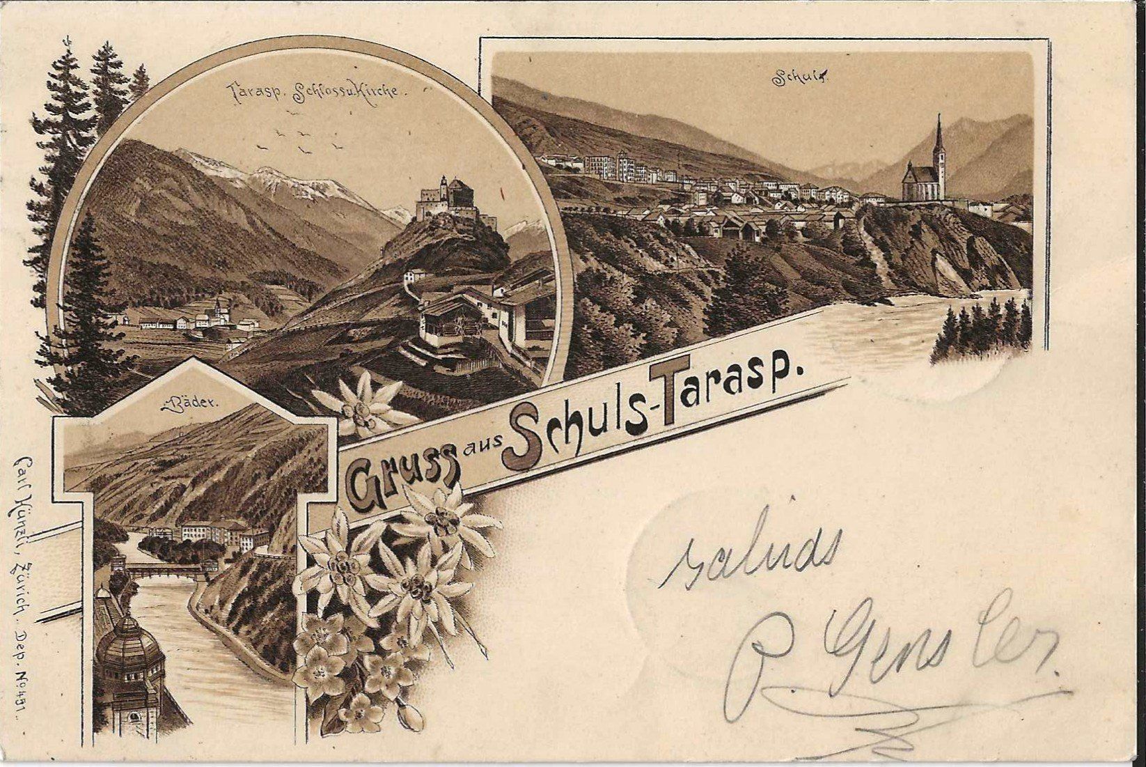 Cartes postales: Karte Schuls-Tarasp 1899 – D'occasion à Zürich par Philacat11