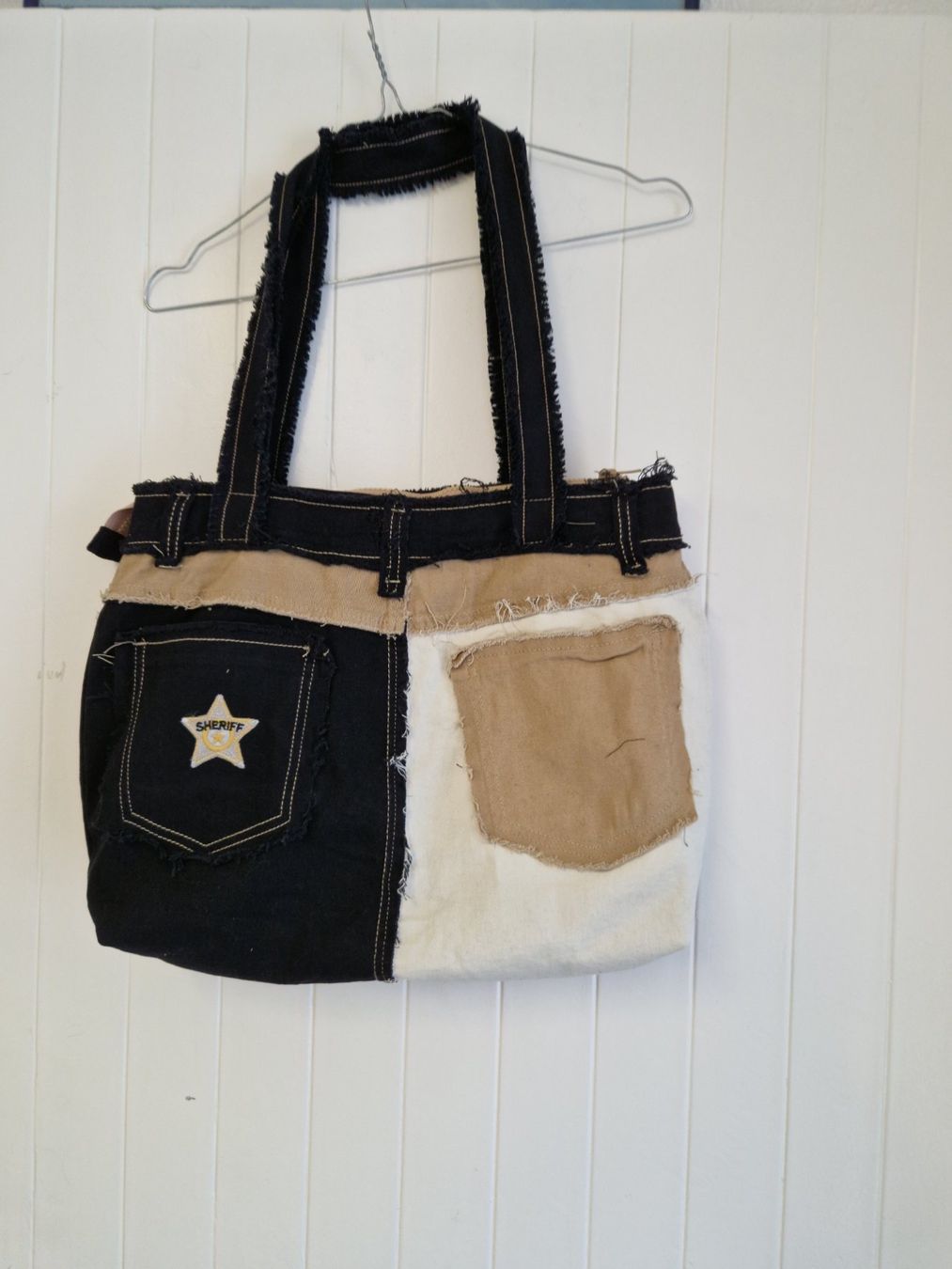 Borse da donna: Sac jeans patchwork noir/ beige/crème  U NIQUE – Nuovo e nell'imballaggio originale da St-Imier venduto da goodber 1